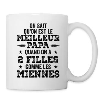 Meilleur Papa de Deux Filles - Mug blanc - blanc - Droite