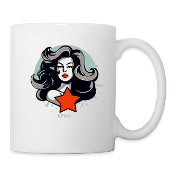 A beautiful woman and a red star - Mug - white - Right