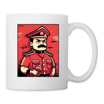 Harter Schnurrbart Mann mit Blumen für Mama - Tasse - Weiß - Rechts