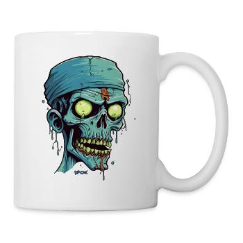 Ein Mumien Zombie Totenkopf - Tasse - Weiß - Rechts