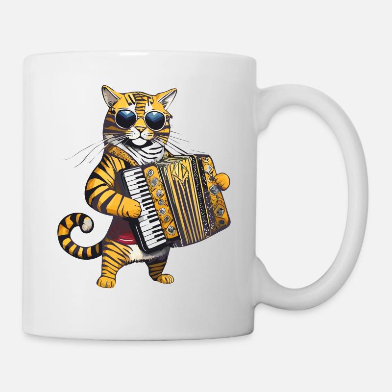 KATZE ZIEHHARMONIKA - Tasse - Weiß