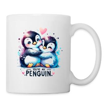 You are my Pinguin Zwei Süße kuschelnde Pinguine - Tasse - Weiß - Rechts