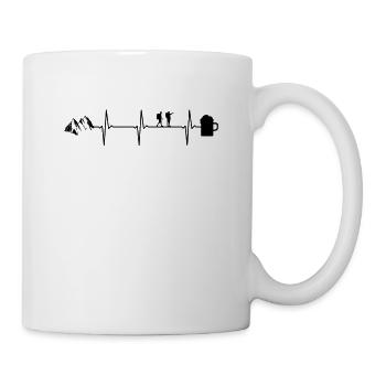 Wandern Bier EKG Herzschlag Bergsteiger - Tasse - Weiß - Rechts