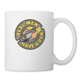 Echte Männer haben eine Pfanne beim Goldwaschen von Bergleuten - Tasse - Weiß - Rechts