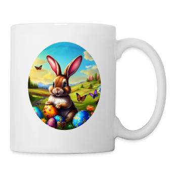 Pretty easter bunny in landscape - Mug - white - Right