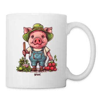 Gartenarbeit Garten Schwein Gärtner - Tasse - Weiß - Rechts