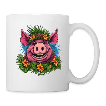 Easter Island Vacation Beach Flowers Pig - Mug - white - Right