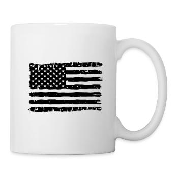 USA Flagge Schwarz Weiß - Tasse - Weiß - Rechts