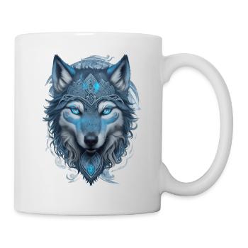 Wolf mit keltischen Mustern - Tasse - Weiß - Rechts