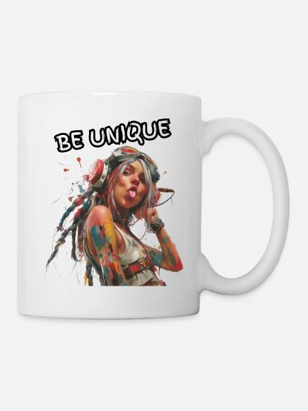 BE UNIQUE. Self-loyalty, self-confident, individual, - Mug - white