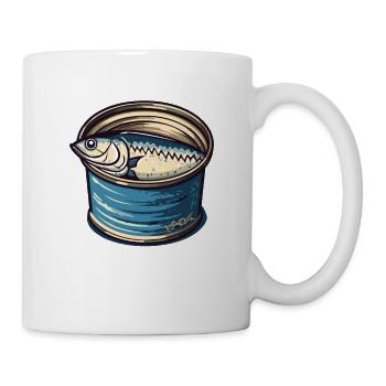 Ein Fisch in der Dose - Tasse - Weiß - Rechts