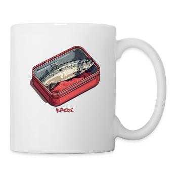 Eine Forelle in der Dose - Tasse - Weiß - Rechts