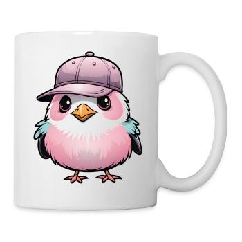 Cute Pink Bird with Baseball Cap - Mug - white - Right