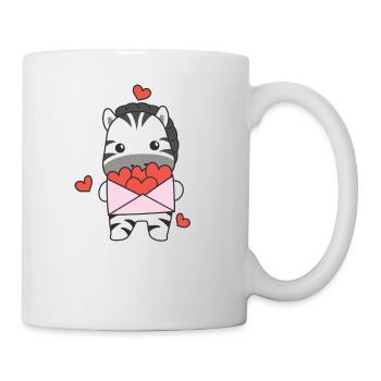 Zebra zum Valentinstag süße Tiere mit Herzen - Tasse - Weiß - Rechts