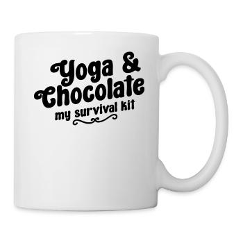 Yoga and Chocolate - Tahirt Funny Yoga - Mug - white - Right