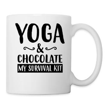 Yoga and Chocolate - Tahirt Funny Yoga - Mug - white - Right