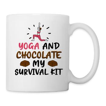 Yoga and Chocolate - Tahirt Funny Yoga - Mug - white - Right