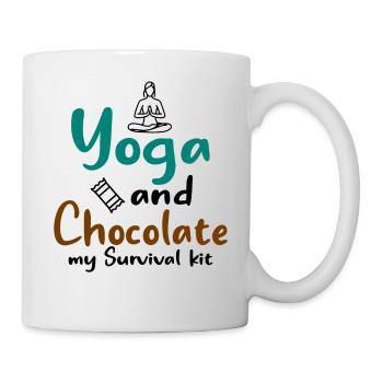 Yoga and Chocolate - Tahirt Funny Yoga - Mug - white - Right