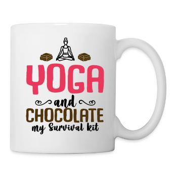 Yoga and Chocolate - Tahirt Funny Yoga - Mug - white - Right