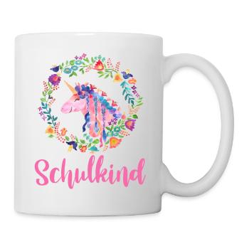 Licorne Fleurs Coloré Écolier - Mug blanc - blanc - Droite