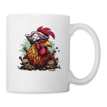 The skull rules: dung heap rooster pirate - Mug - white - Right