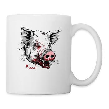 Große Narben: Weißes Zombie-Schwein - Tasse - Weiß - Rechts