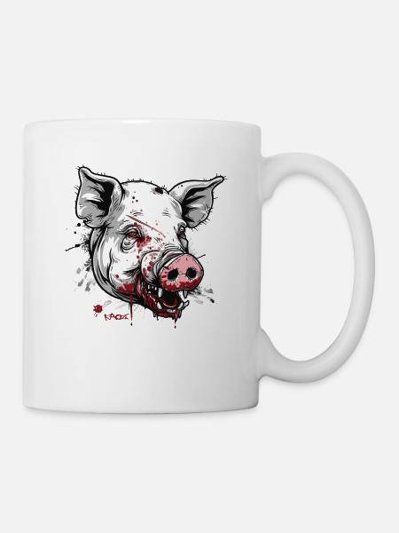 Große Narben: Weißes Zombie-Schwein - Tasse - Weiß