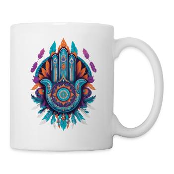 Hamsa Hand Mandala Bohemian Chic - Tasse - Weiß - Rechts