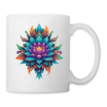 Spirituel Lotus Mandala plume Design - Mug blanc - blanc - Droite