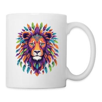 Spirit Animal Löwe Mandala aus Federn - Tasse - Weiß - Rechts