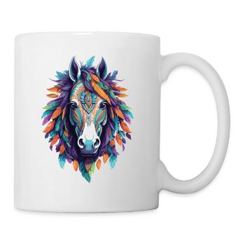 Spirituelles Pferd Mandala Kunstwerk - Tasse - Weiß - Rechts