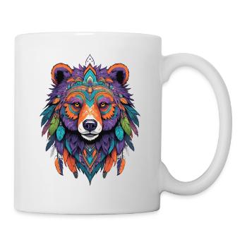 ours Mandala plumes Design ésotérique - Mug blanc - blanc - Droite