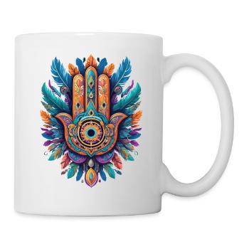 Spirituel Hamsa main plumes Design esthétique - Mug blanc - blanc - Droite