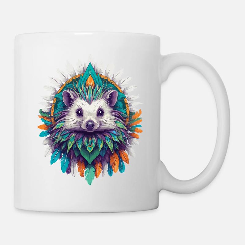 Hérisson Mandala puissance spirituelle Animal Design - Mug blanc - blanc