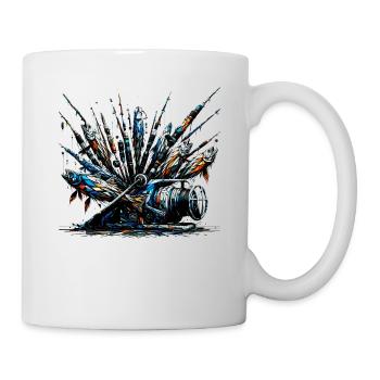 Polygon Art Ice Fishing Fish Fisherman Angler - Mug - white - Right