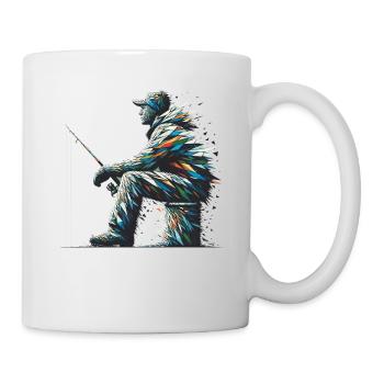 Polygon Art Eisfischen Fisch Fischer Angler - Tasse - Weiß - Rechts