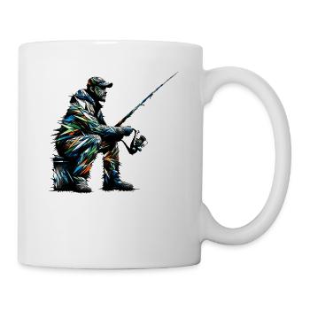 Polygon Art Eisfischen Fisch Fischer Angler - Tasse - Weiß - Rechts