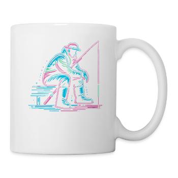 Eisfischen Fisch Fischer Angler - Tasse - Weiß - Rechts