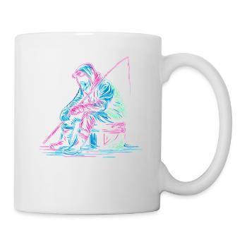 Eisfischen Fisch Fischer Angler - Tasse - Weiß - Rechts