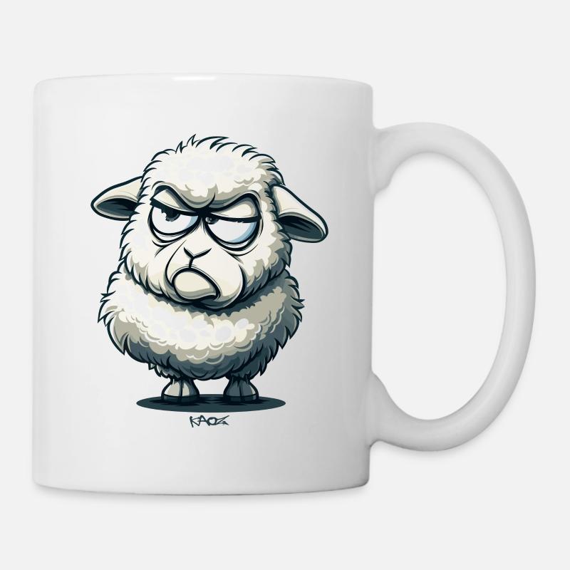 Ein genervtes Cartoon-Schaf - Tasse - Weiß