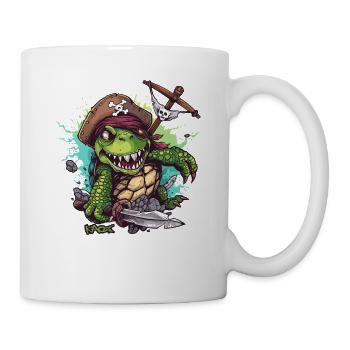 Funny Cartoon Turtle: Turtle Pirate - Mug - white - Right