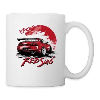 Rote Sonnen Cartoon JDM Street Racer Auto - Tasse - Weiß - Rechts