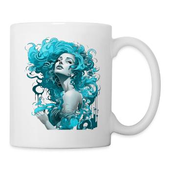 Beautiful female paint art Face colorful woman - Mug - white - Right