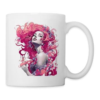 Beautiful female paint art Face colorful woman - Mug - white - Right