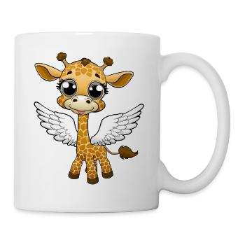 Une jolie girafe de dessin animé est un ange avec des ailes - Mug blanc - blanc - Droite
