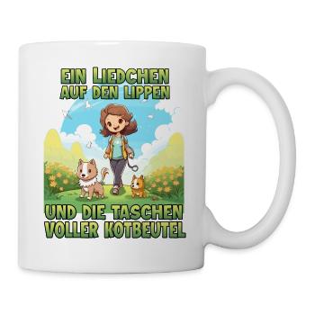 Funny dog owner walking t-shirt dog mom - Mug - white - Right