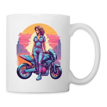 Vintage Biker Vaporwave Motorcycle Love - Mug - white - Right