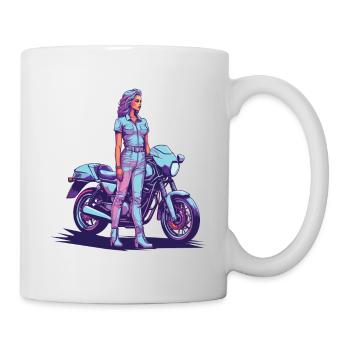 80er Retro Motorrad Biker Vintage Design - Tasse - Weiß - Rechts
