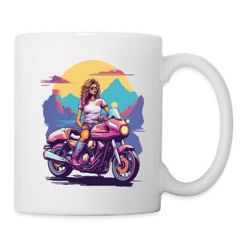 Rétro Moto Fille Motard Esthétique Design - Mug blanc - blanc - Droite
