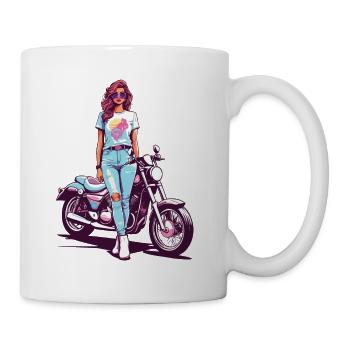 des années 80 vintage moto motards fille Design - Mug blanc - blanc - Droite